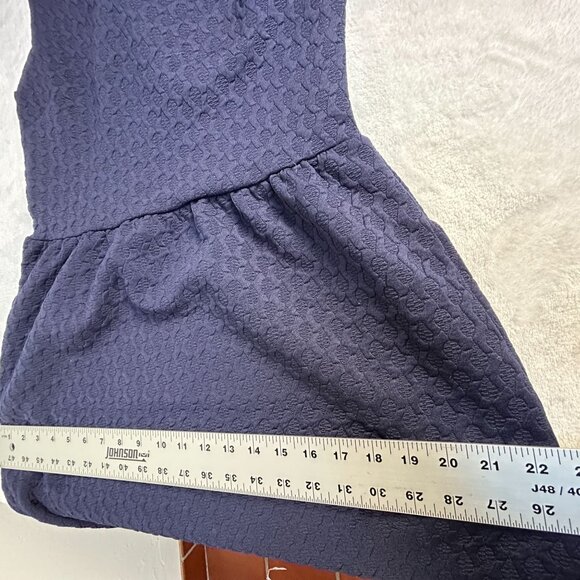 Maeve Womens Navy Blue Textured Sleeveless A-Line Dress Medium Scalloped Back - Picture 11 of 12